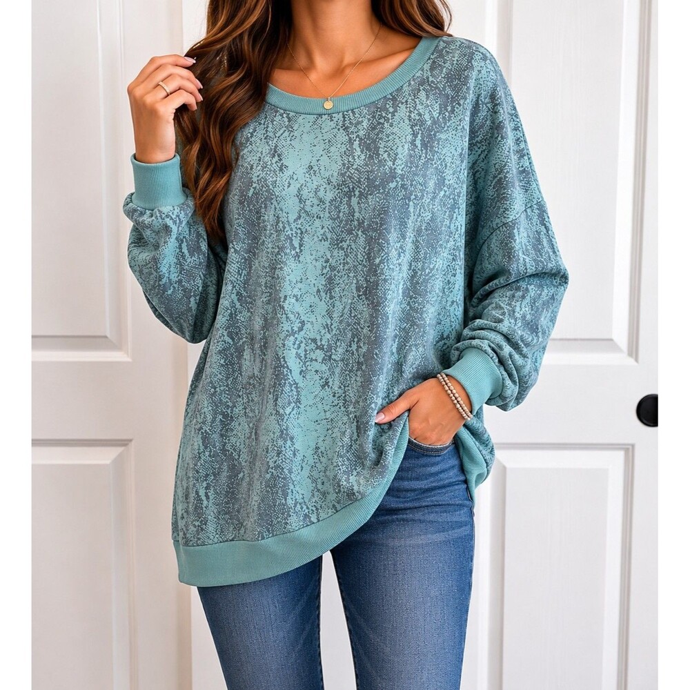 MONDETTA Blue Crew Neck Pullover Sweatshirt XL Long Sleeve Solid